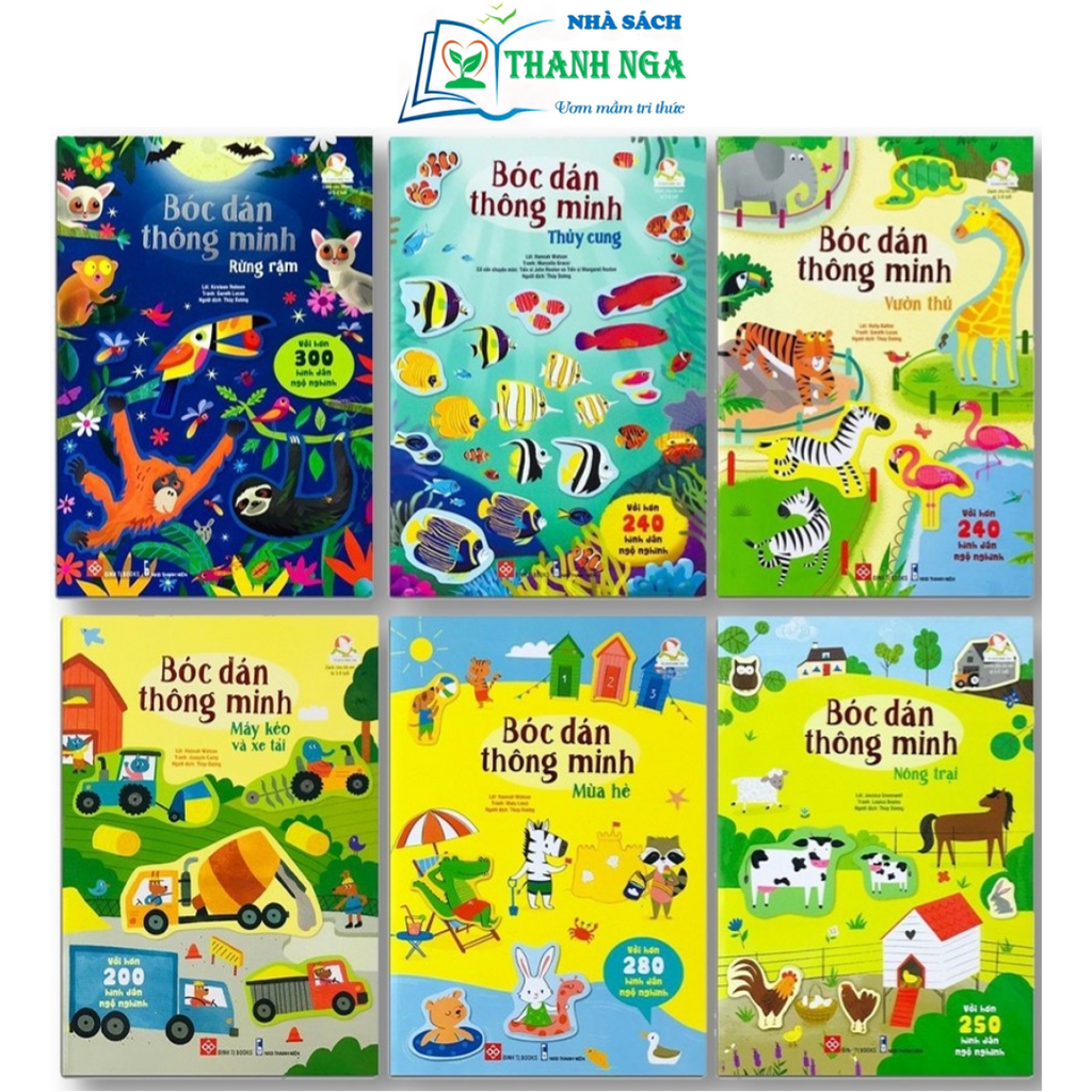 Sách - Bóc Dán Thông Minh - Bộ 6 cuốn Với hơn 1500 hình dán ngộ nghĩnh