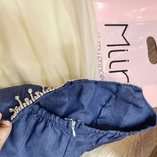 Váy cúp dây đá denim phối chân tơ