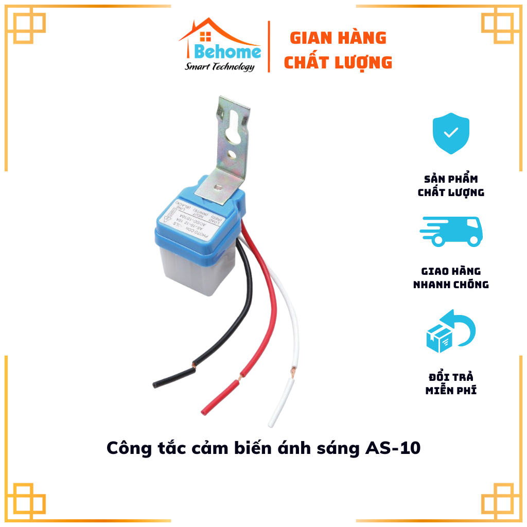 Công tắc cảm biến ánh sáng AS-10 (2200W) tự động bật/tắt bóng đèn dùng cho đèn đường, biển quản cáo...