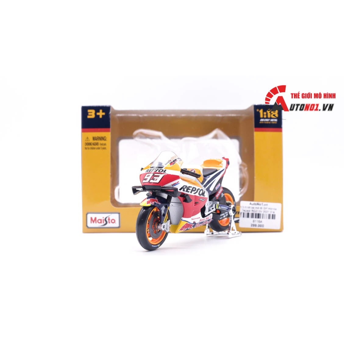 Mô hình xe mô tô GP Honda Repsol RC213V 2021 tỉ lệ 1:18 Maisto 8116