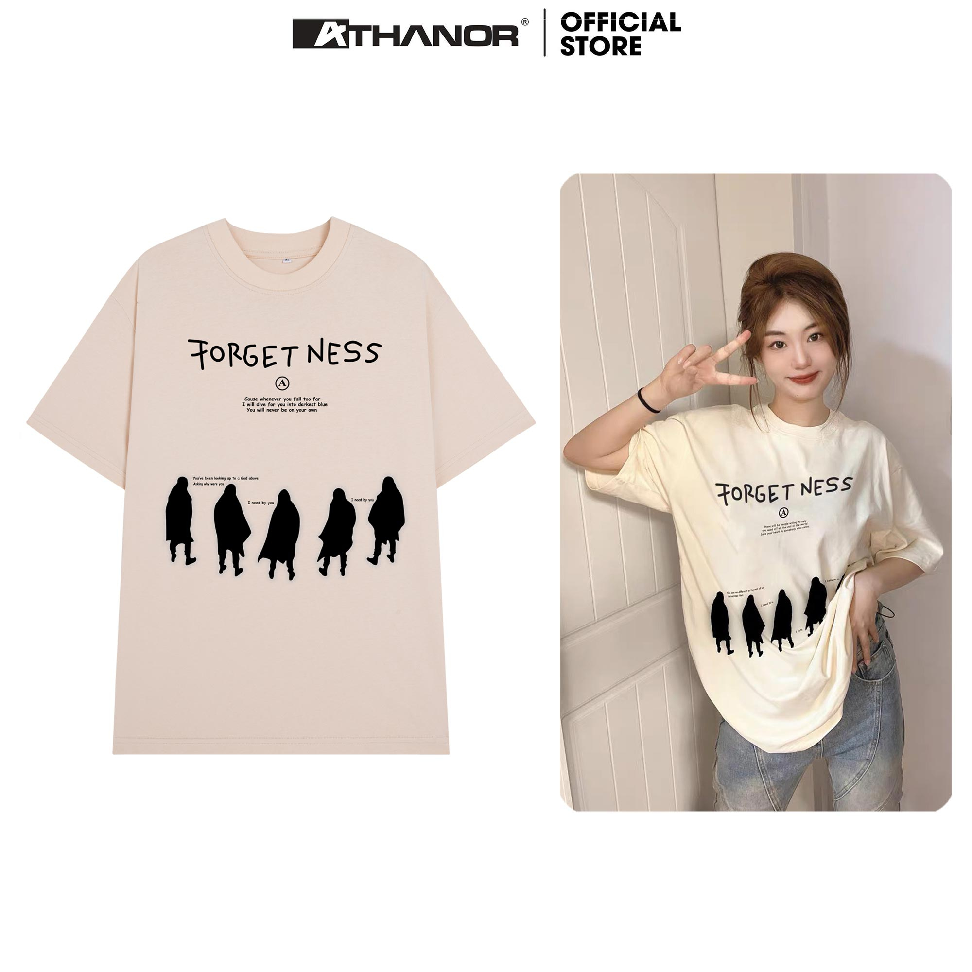 Áo thun ATHANOR chính hãng 100% cotton premium unisex form rộng mẫu FORGETNESS