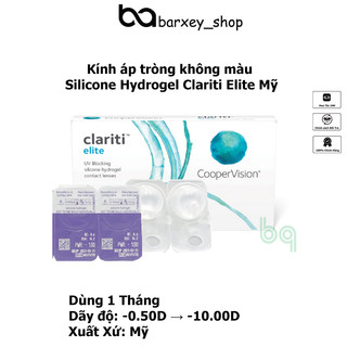 [Sử Dụng 1 Tháng] Kính áp tròng không màu Silicone Hydrogel Clariti Elite Mỹ (-0.5 → -10.0) - BARXEYSHOP