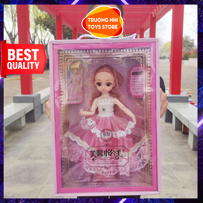 Búp bê công chúa 37cm cao cấp, có khớp linh hoạt, hộp đẹp, mặt kính, búp bê barbie 325-241