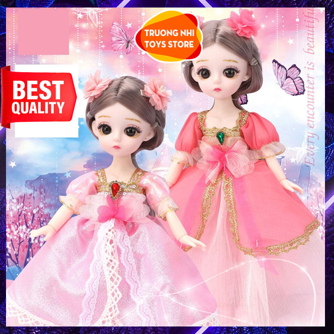 Búp bê công chúa 38cm cao cấp, váy Hanbok Hàn Quốc có khớp linh hoạt, hộp đẹp, mặt kính 859-53
