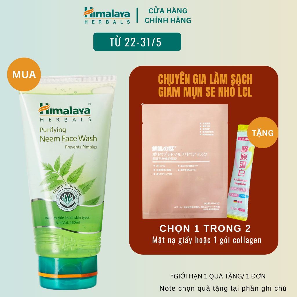Sữa rửa mặt giảm mụn mờ thâm Himalaya Purifying Neem Face Wash 150ml