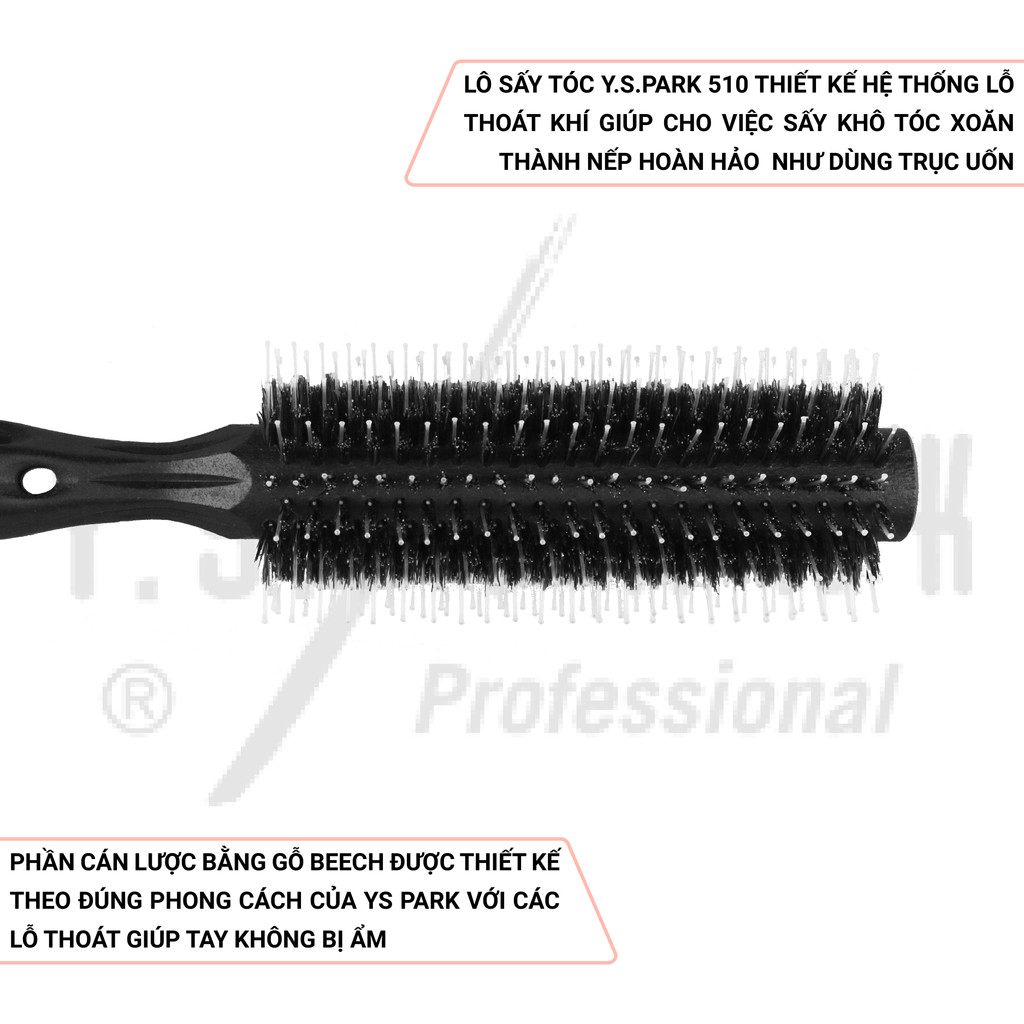 Lô sấy tóc Carbon Tiger Brush YS PARK professional lược uốn chịu nhiệt 48mm chính hãng YS-510(T-5)