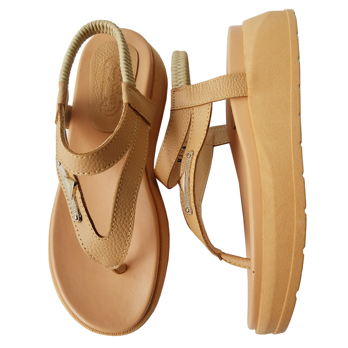 Giày Sandal Nữ Xỏ Ngón Da Bò Thật BIGGBEN Cao 5 Phân HKD694