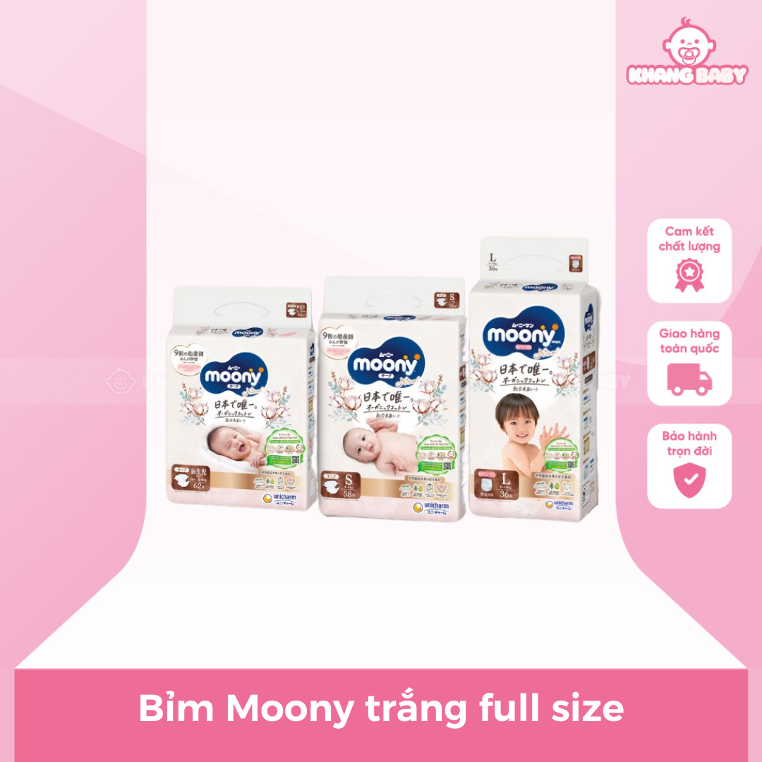 Tã Bỉm Moony Natural Trắng Quần/Dán - Shop Khang Baby