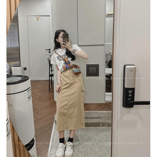 Set áo gấu chân váy kaki dài