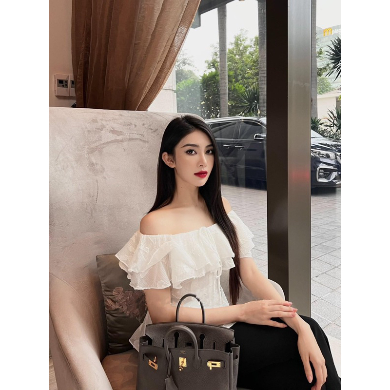 Áo tơ trễ vai tiểu thư