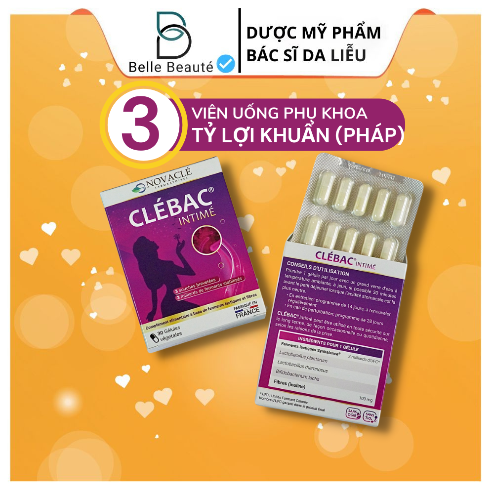 (Pháp) Viên uống Clebac INTIME Men Vi Sinh Giảm Khô Ngứa Vùng Kín 30v