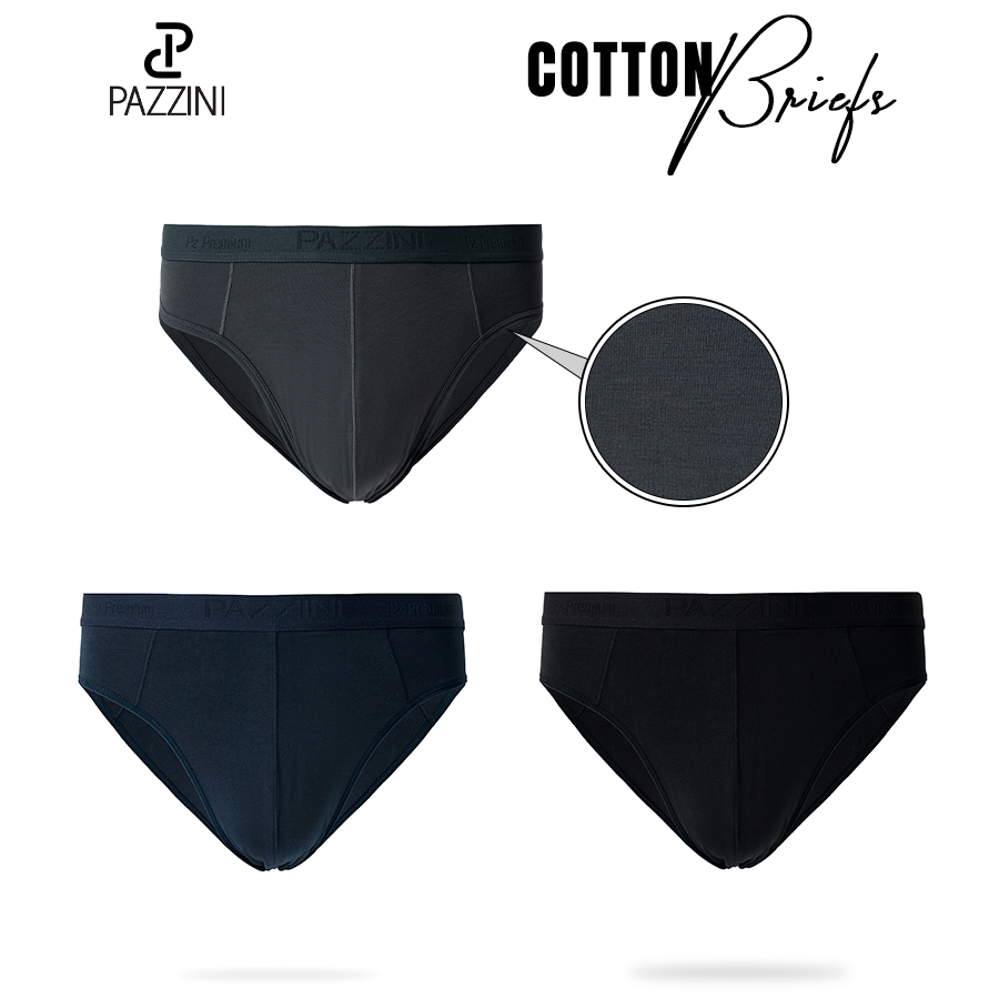 Combo 3 quần lót nam tam giác PAZZINI thun cotton cao cấp, quần sịp nam co giãn 4 chiều, thấm hút kháng khuẩn - BF002.