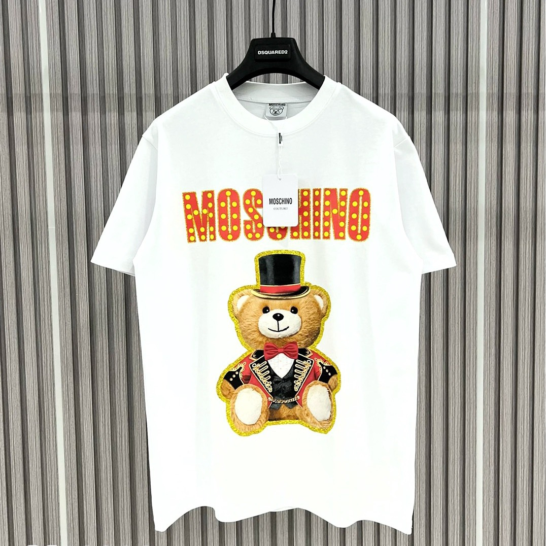 Áo Thun Nam Cotton Mos.chino In Hình Gấu Siêu Đẹp, Áo Phông Cotton Nam Nữ In Gấu Siêu Hot