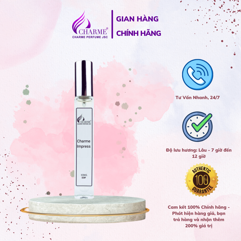 Nước Hoa Nam Charme Impress 10ml, Mạnh mẽ, Nam Tính, Sành Điệu