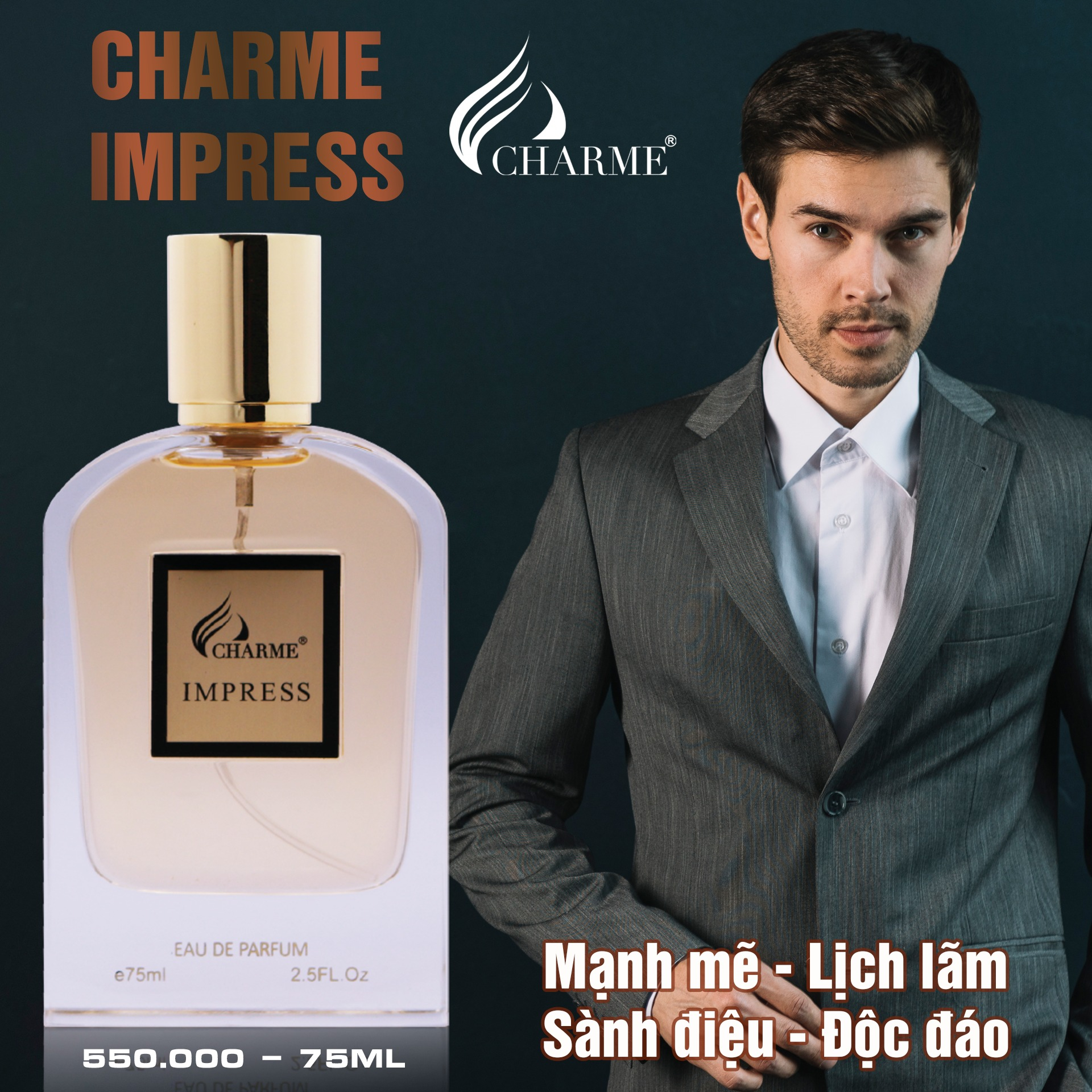 Nước Hoa Nam Charme Impress 10ml, Mạnh mẽ, Nam Tính, Sành Điệu