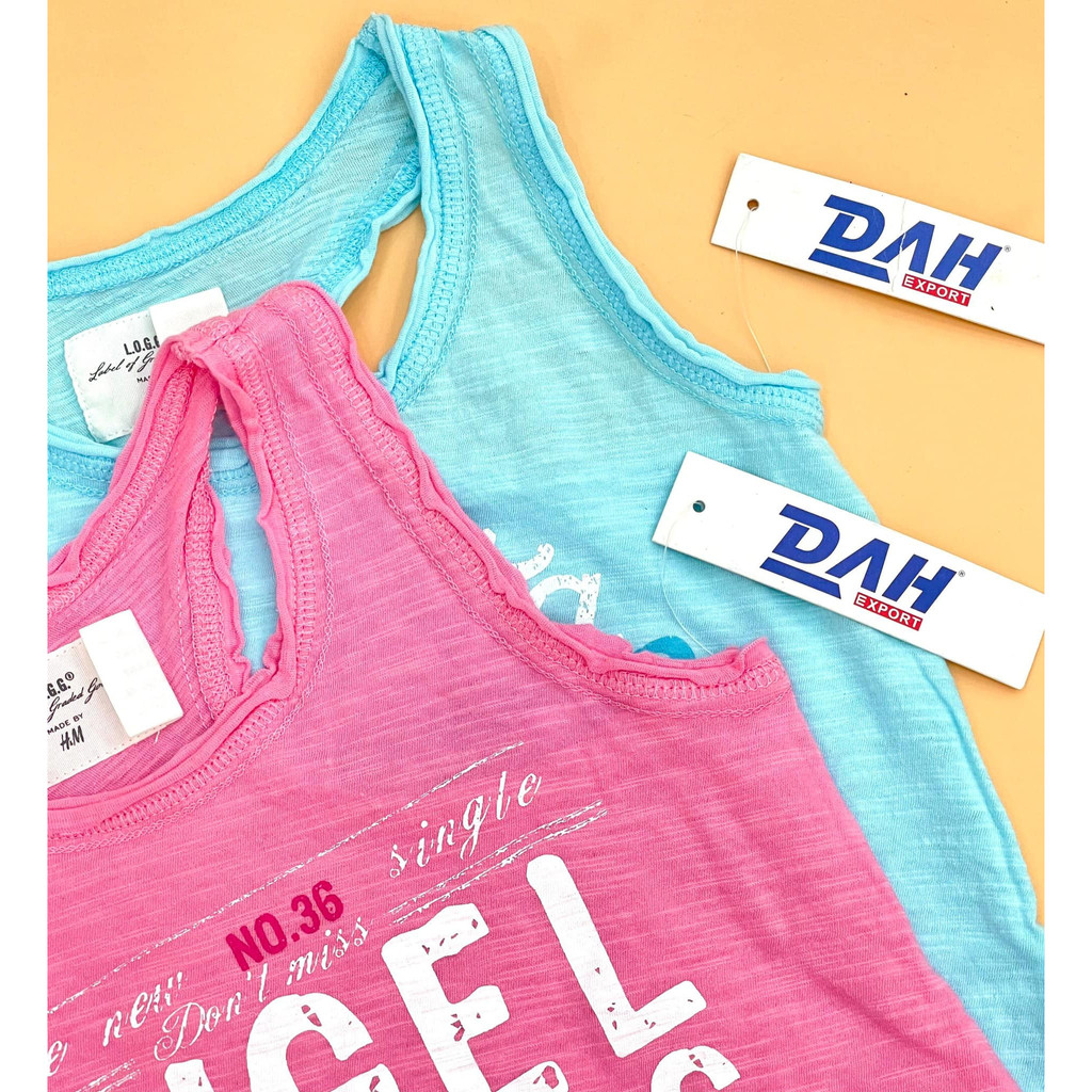 Aó 3 lỗ cotton xước áo sát nách bé gái HM VNXK dư xịn size 2-14 tuổi