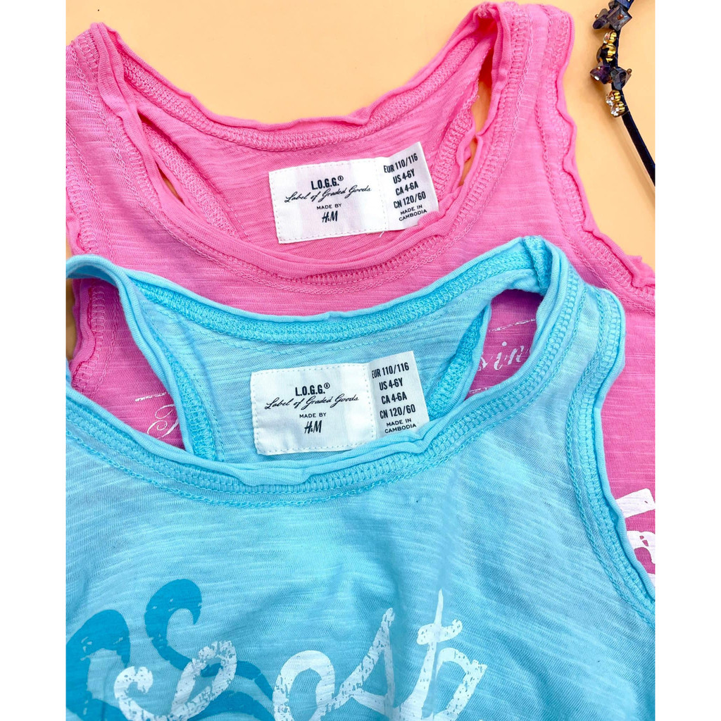 Aó 3 lỗ cotton xước áo sát nách bé gái HM VNXK dư xịn size 2-14 tuổi