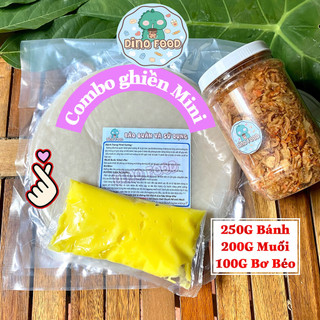Combo bánh tráng phơi sương dino food 500gr - muối tôm hành phi - túi bơ béo 100gr siêu ngon