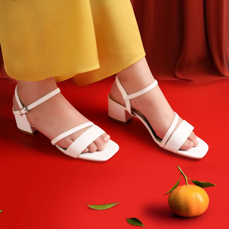 Giày Sandal Cao Gót Hạnh Dung HD2147AK ( Màu Hồng - Kem - Đen - Trắng )