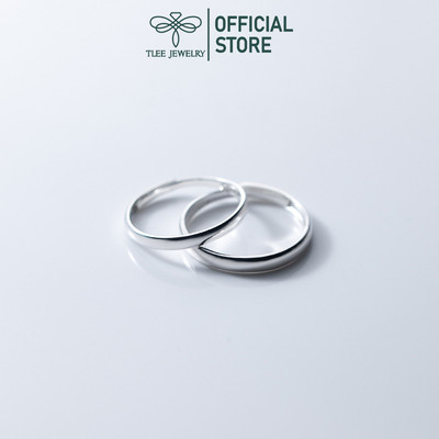 Nhẫn đôi bạc TLEE, nhẫn bạc đeo nam nữ Thân Trơn Bóng tùy chỉnh size TLEE JEWELRY