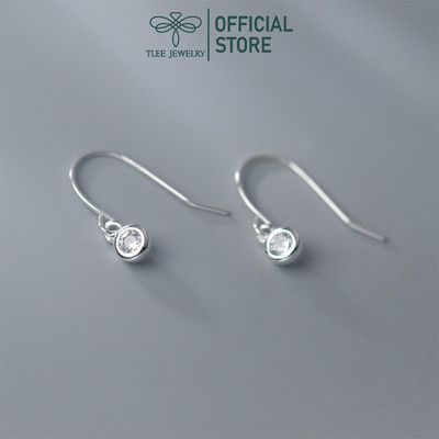 Khuyên tai bạc nữ TLEE hạt đá dáng móc cài TLEE JEWELRY B0396