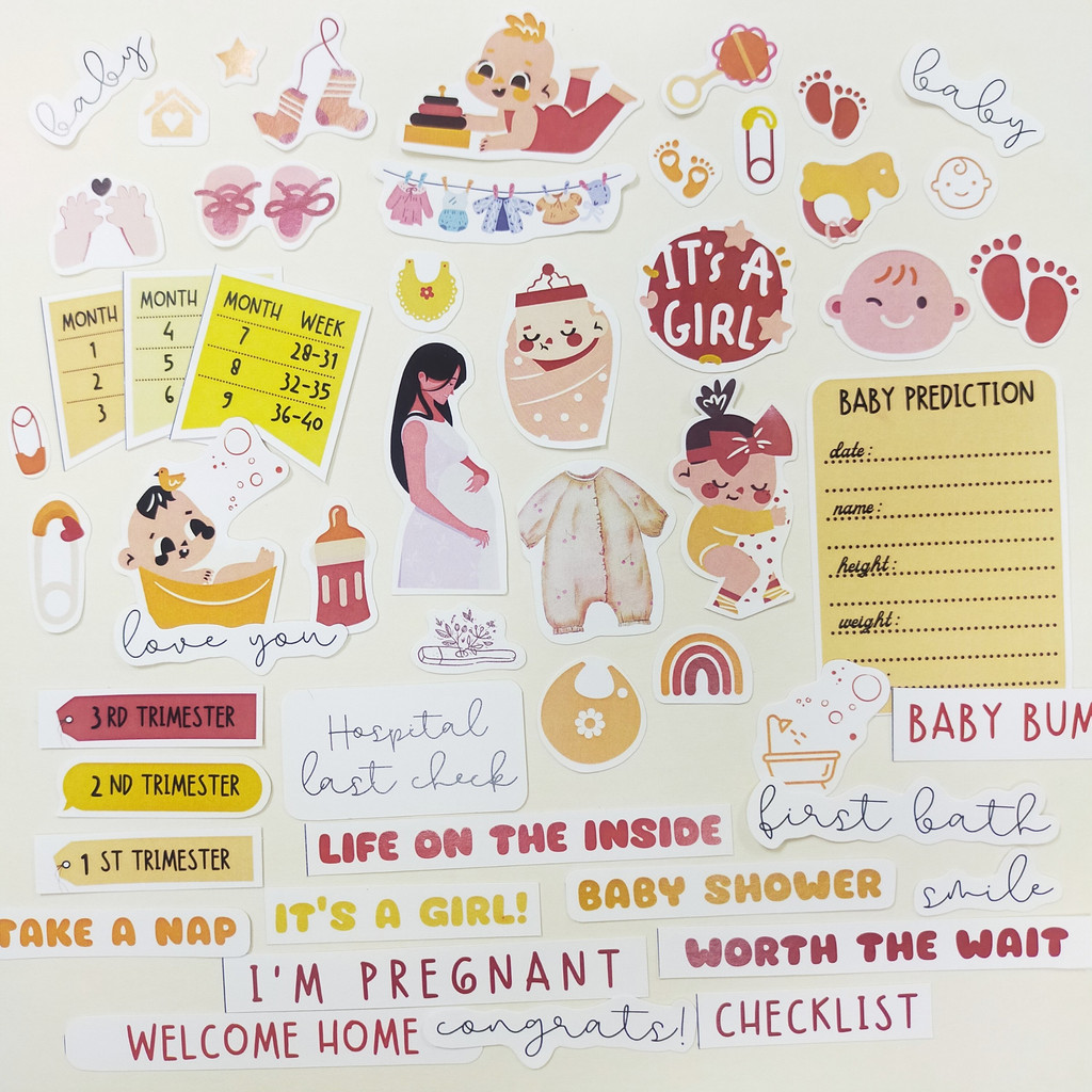 Hình cắt chủ đề THAI KỲ trang trí album/scrapbook MẸ VÀ BÉ