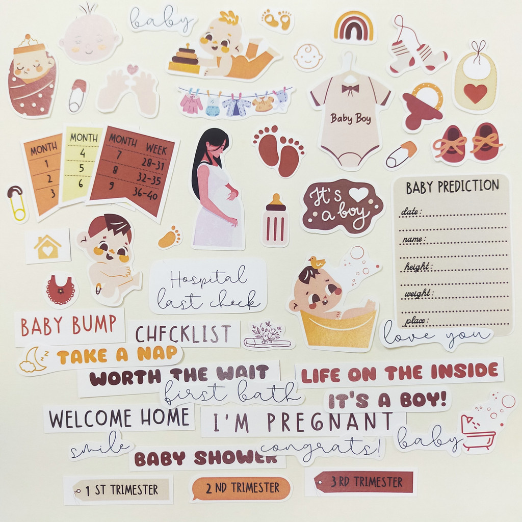 Hình cắt chủ đề THAI KỲ trang trí album/scrapbook MẸ VÀ BÉ