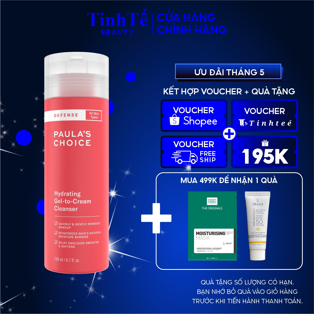 Sữa rửa mặt Paula's Choice - DEFENSE Hydrating Gel to Cream Cleanser (198ml)
