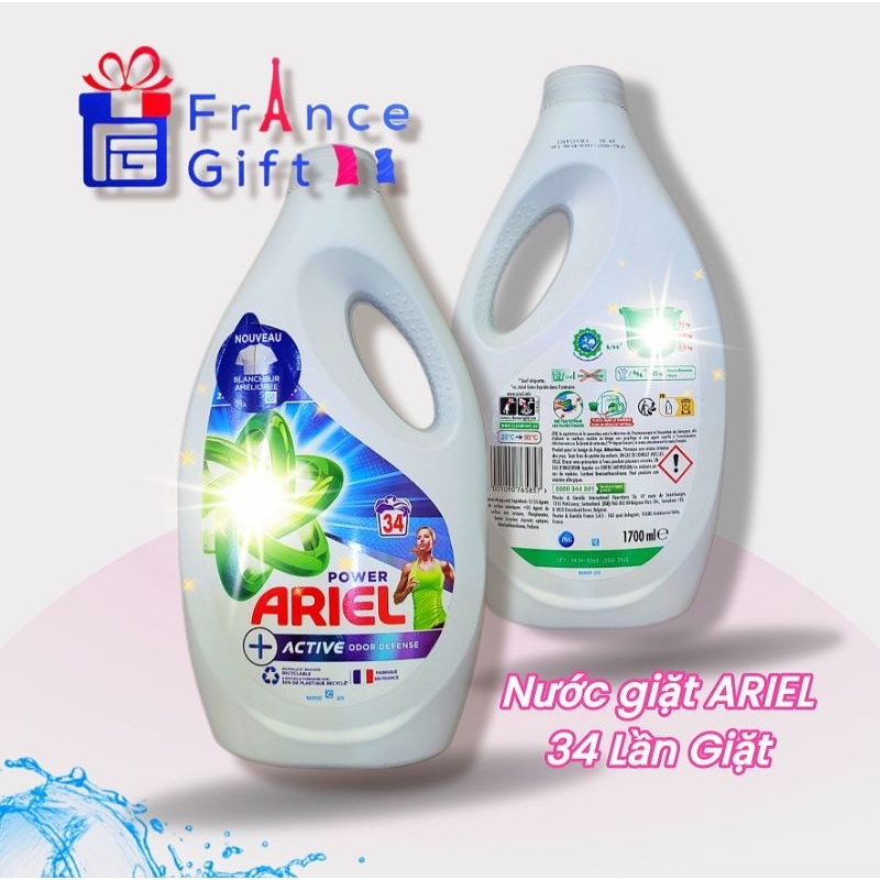 🥰 Chai nước Giặt Ariel Odor Pháp khử mùi 1700ml, 34 lần giặt