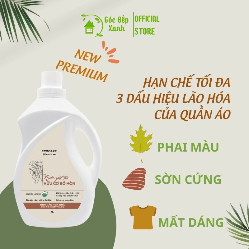 Nước Giặt Hữu Cơ An Toàn Cho Bé Sơ Sinh ECOCARE 500ml-2L-4L Bồ Hòn Lên Men Kết Hợp Tinh Dầu Hoa Nhài Thơm Mát Nhẹ Dịu