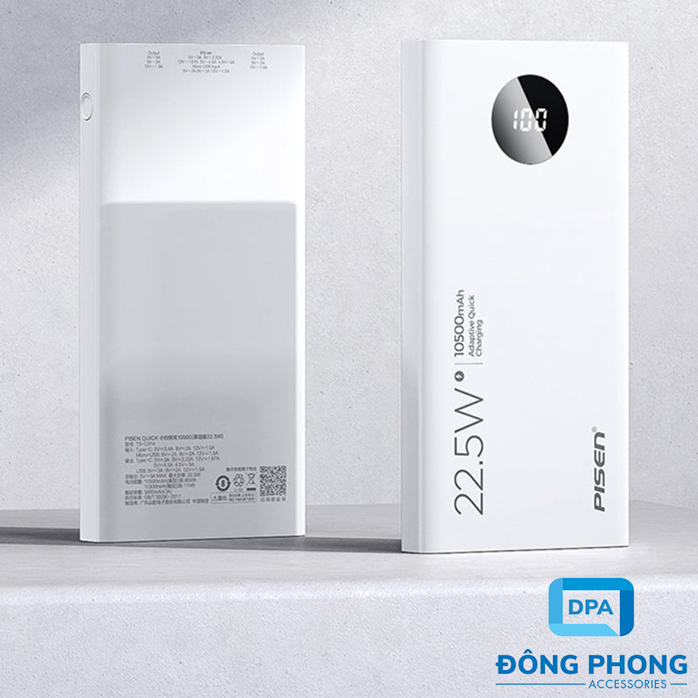 Pin Dự Phòng Pisen TS-D314 10500mah 22.5W Chính Hãng