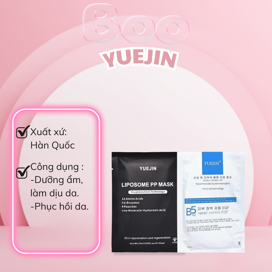 Mặt Nạ Dưỡng Ẩm Phục Hồi Da Yuejin B5 Repair Control EGF & Liposome PP - Tách Lẻ 1 Miếng