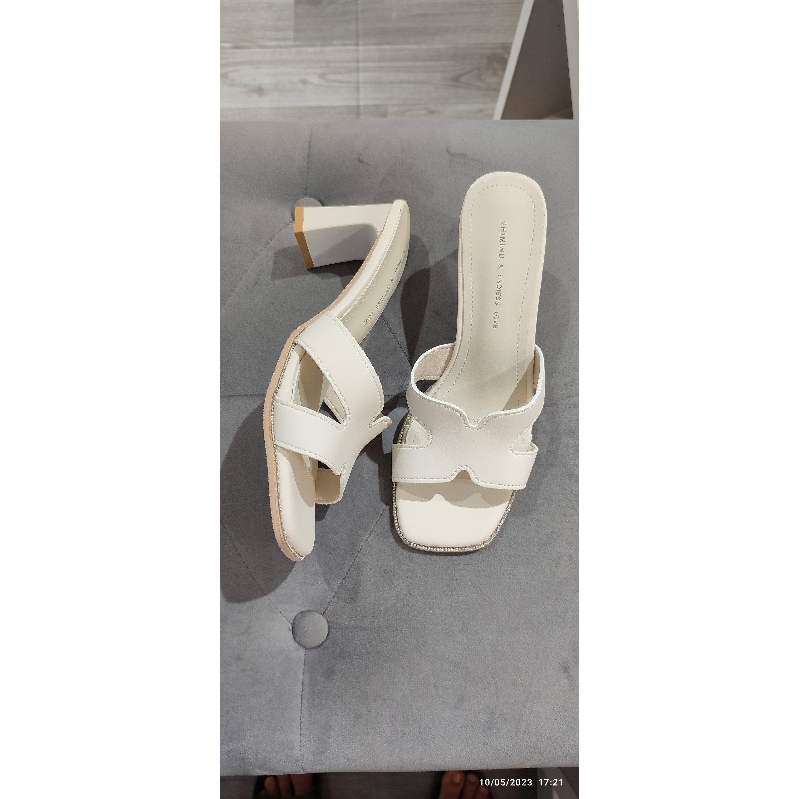 Dép/ Guốc cao gót HM viền đá 7p