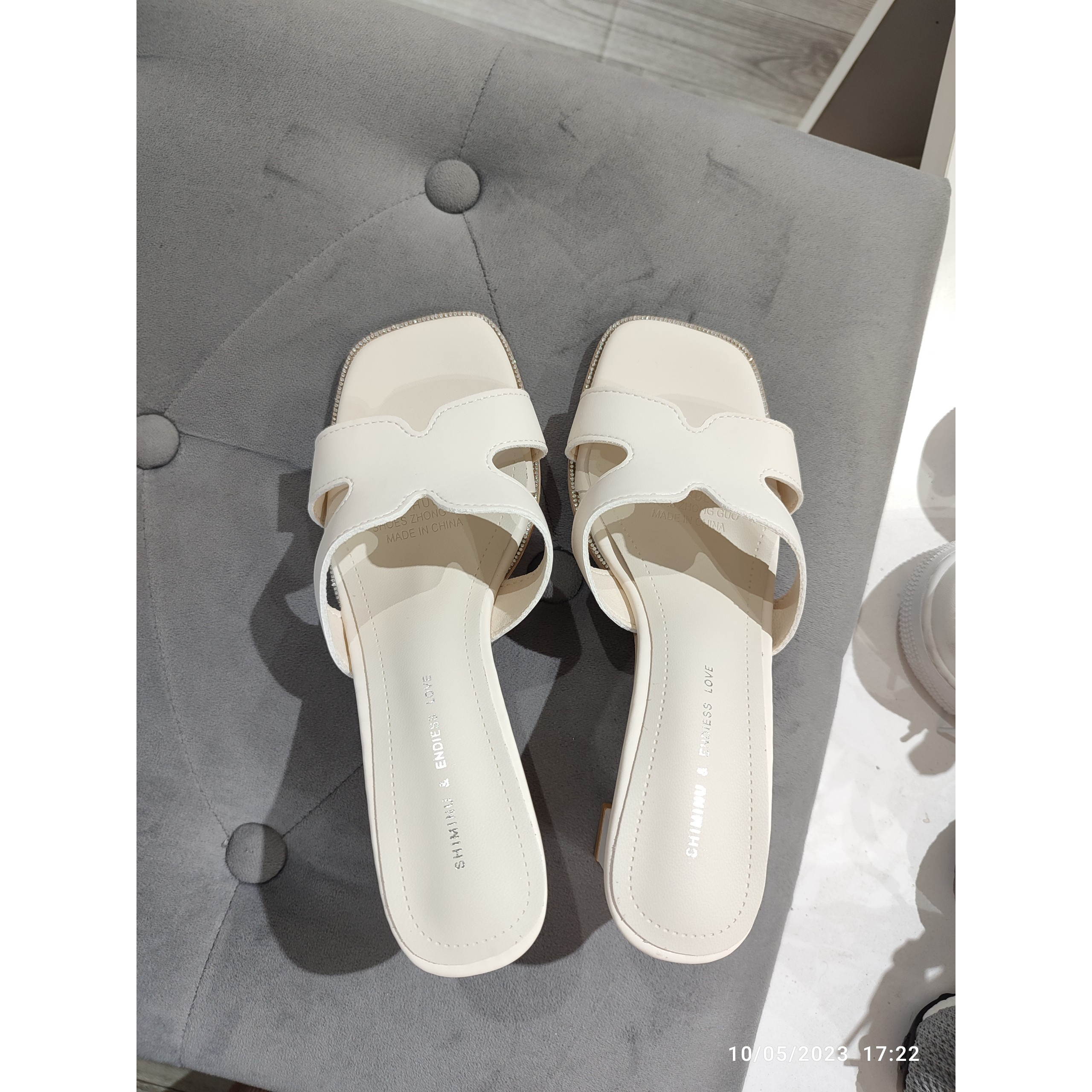 Dép/ Guốc cao gót HM viền đá 7p