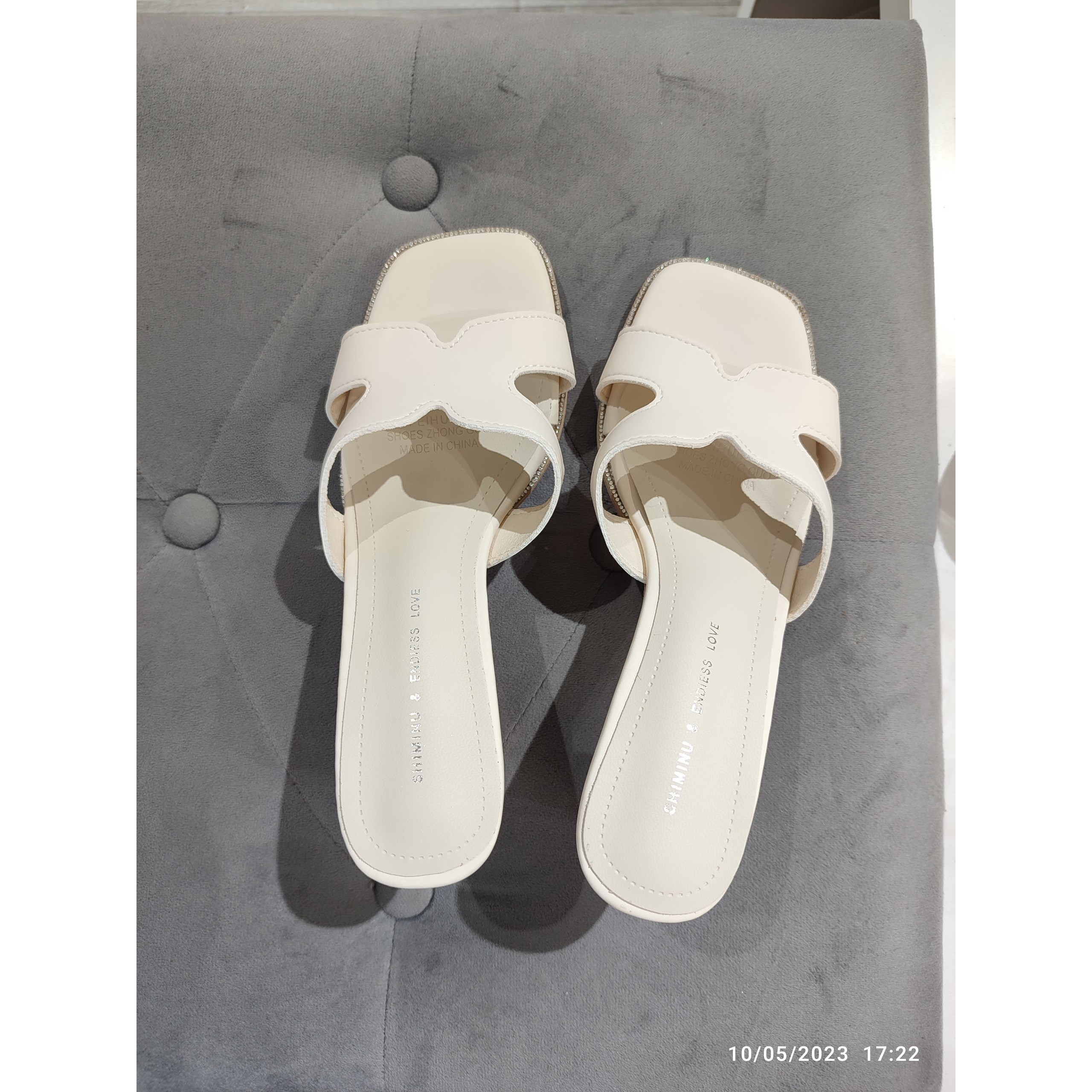 Dép/ Guốc cao gót HM viền đá 7p