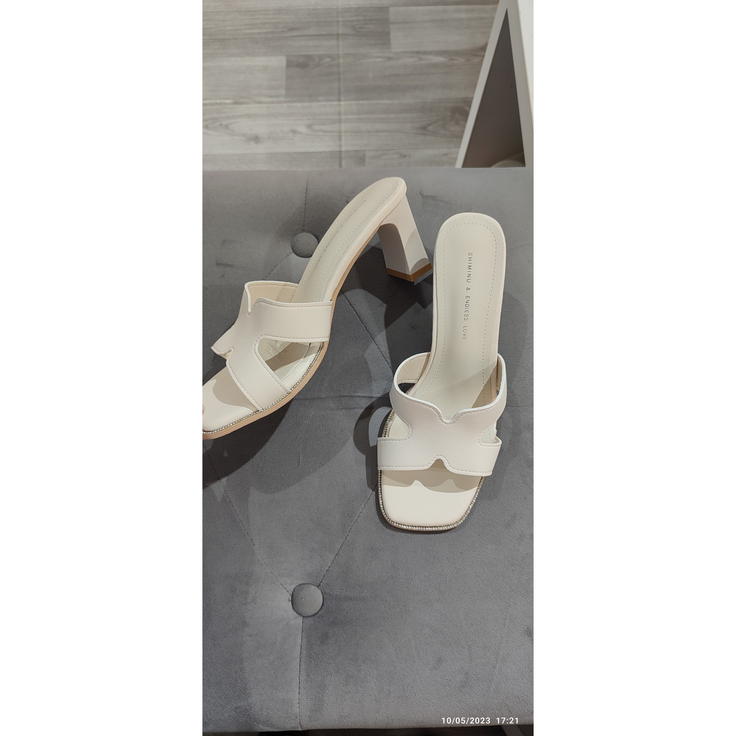 Dép/ Guốc cao gót HM viền đá 7p