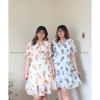 Váy hoa tơ đan cổ bigsize (V161) (size 60kg - 95kg) [Hằng Fami bigsize]