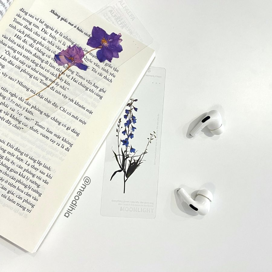 COMBO 5 BOOKMARK ĐÁNH DẤU SÁCH TRONG SUỐT VỚI HOẠ TIẾT HOA TƯƠI VINTAGE