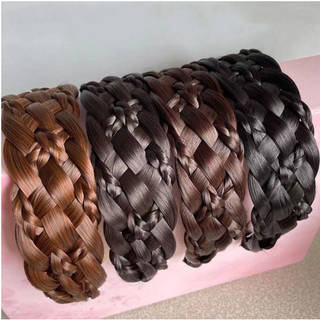 Tóc giả băng đô thắt bím, bờm tết tóc giả 1~5cm có răng cài chống trượt