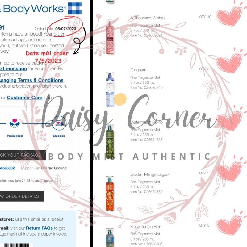 Xịt thơm toàn thân body mist Bath and Body Works BBW - Fresh Jungle Rain - Watermelon Mojito - Mango Lagoon