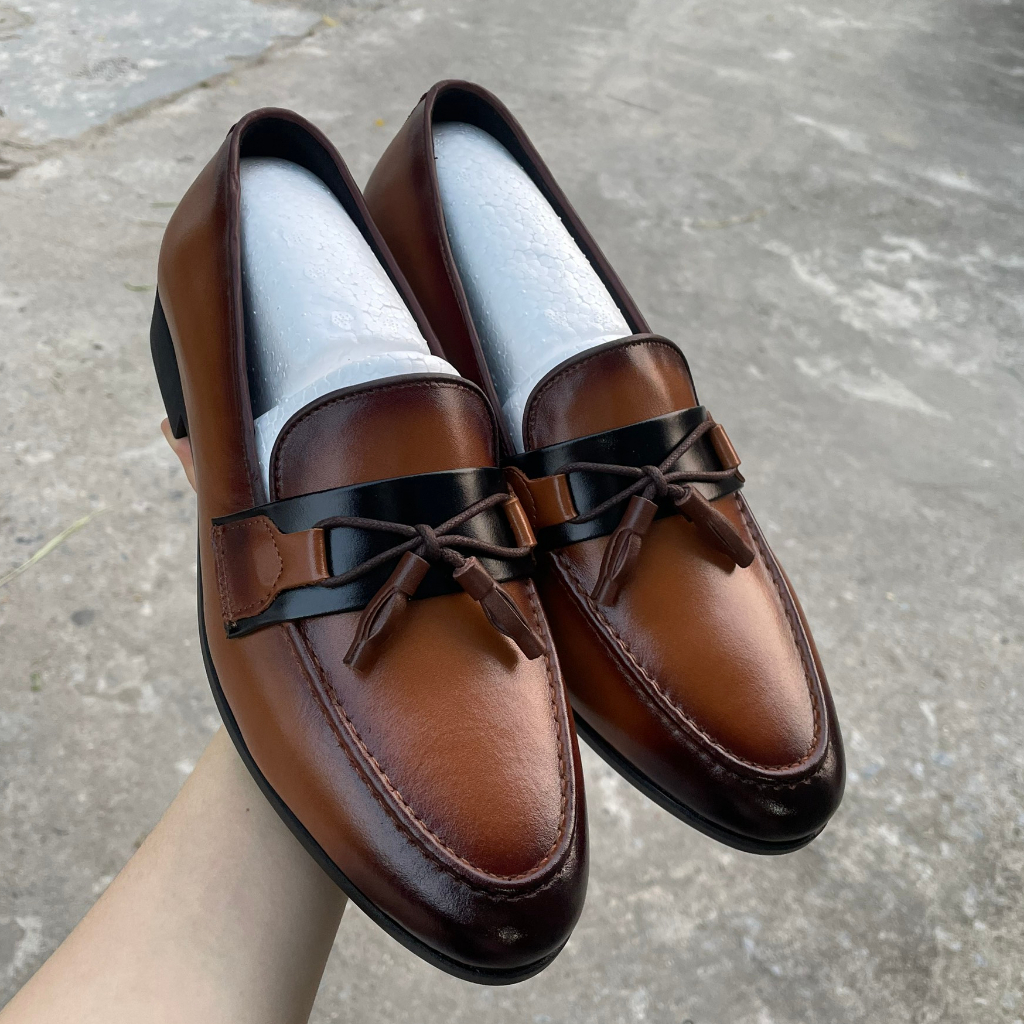 Giày lười nam cao cấp ERMAND da bò thật bảo hành 1 năm kiểu dáng Tassel Loafer - Mã T33