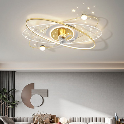 Quạt đảo trần đèn led trang trí phòng khách phòng ngủ SuperVilighting QUATDAOTRAN có điều khiển