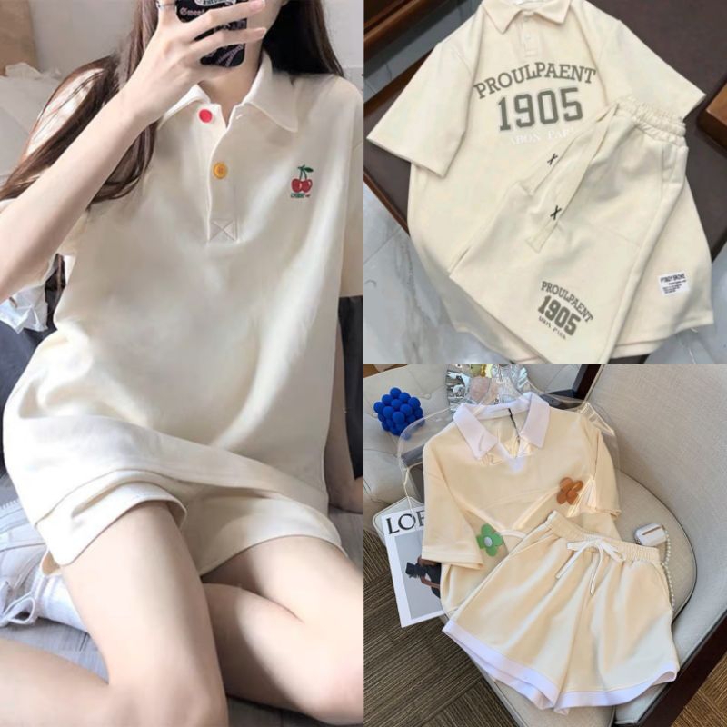 Set bộ 1905 / cherry chất mát mịn hình in nổi phong cách ullzang dành cho nam và nữ
