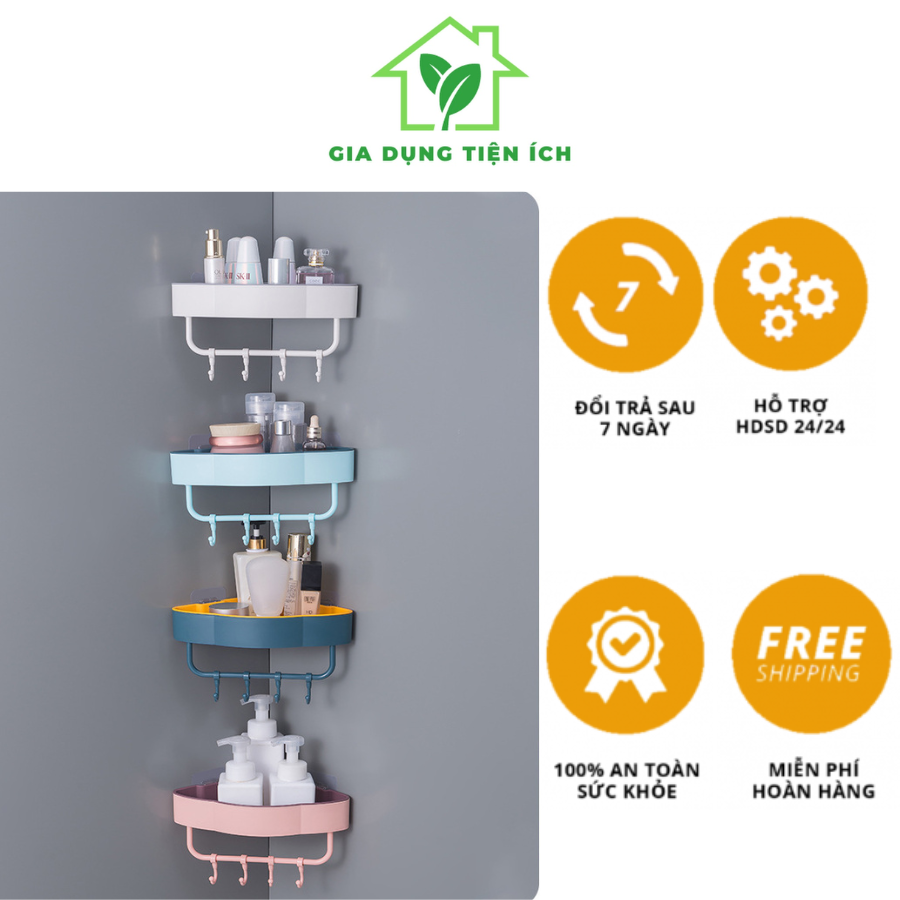 Kệ Đựng Đồ Đa Năng Dán Góc Nhà 2 Lớp Nhựa Dặn Vô Cùng Sang Trọng Chắc Chắn, Không Cần Khoan Đục, Dễ Dàng LắpĐặt