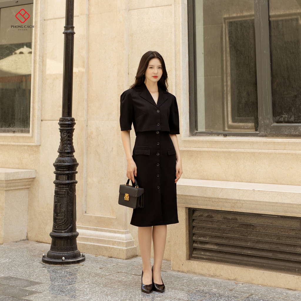 Set chân váy dài áo vest SD1387 - Phong Cách SAIGON