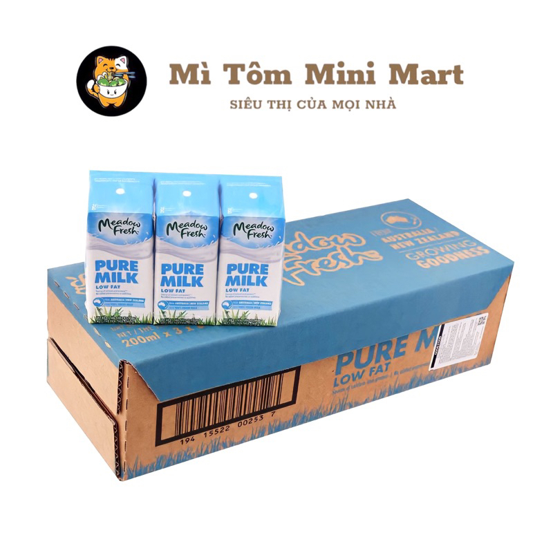 Thùng 24 hộp sữa Meadow Fresh Low Fat ít béo 200ml (08/2023)