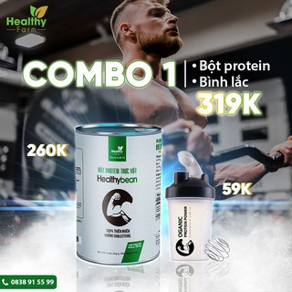 1 Hộp Bột Protein HealthyBean hỗ trợ Tăng Cơ - Đốt Mỡ Dạng Lon + Bình Lắc