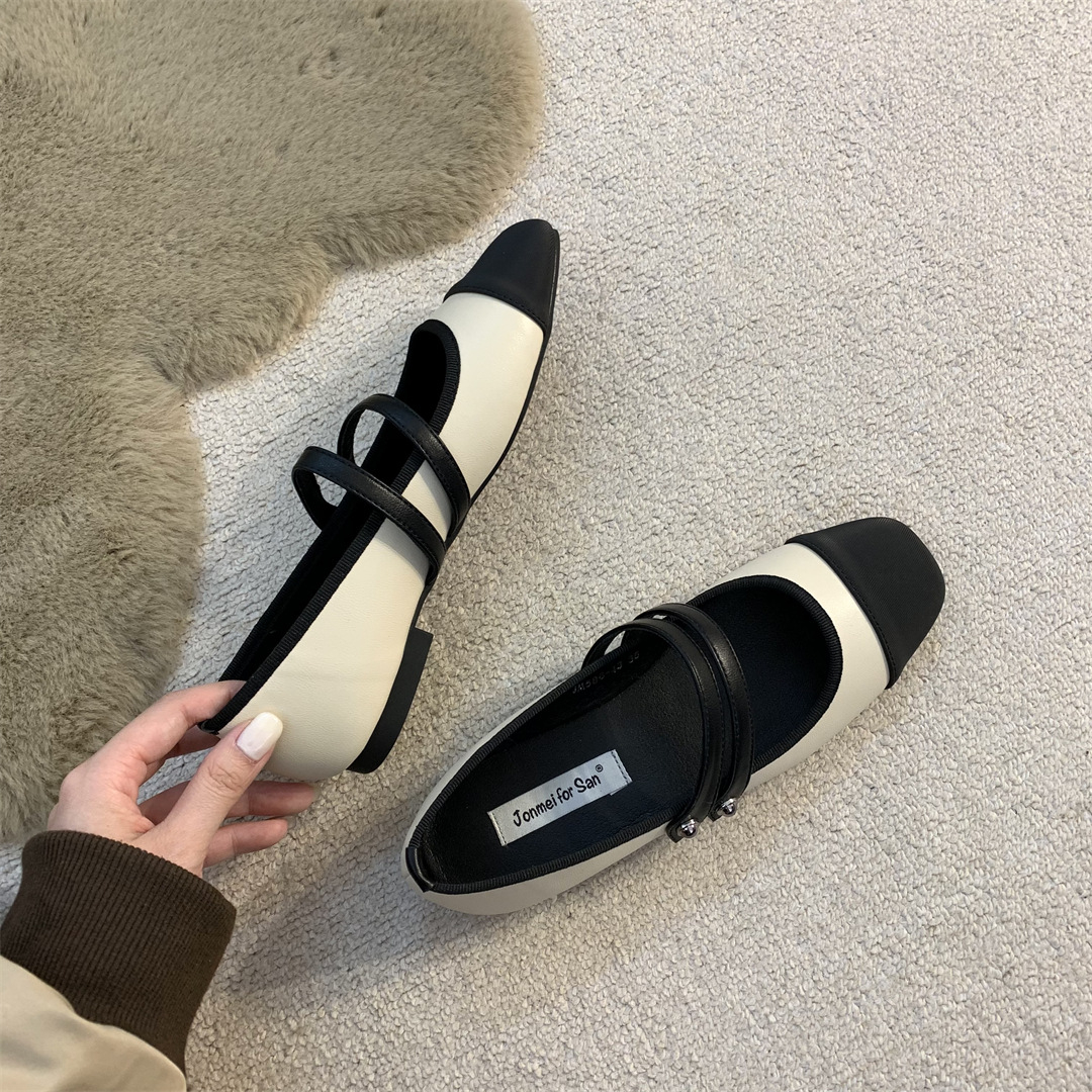 Búp bê bệt marryjane lolita 2 quai màu trắng mũi đen