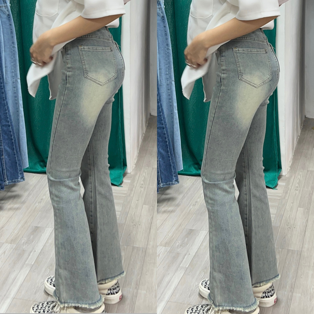 ( Chất Đẹp ) Quần jeans ống loe màu bụi cực chất