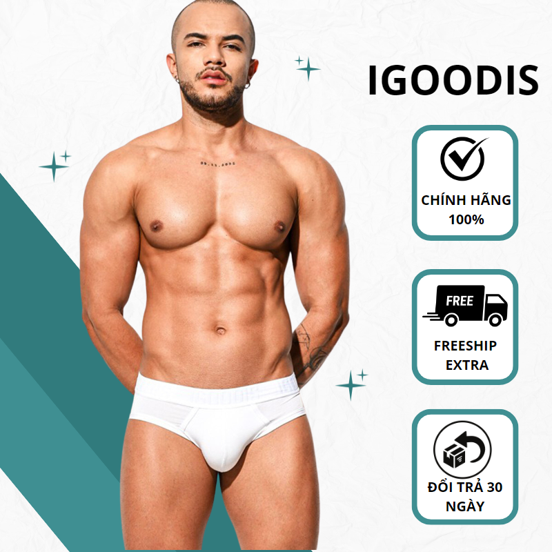 Quần lót nam tam giác IGOODIS cạp to, thun lạnh, mềm mịn, thoáng khí, kháng khuẩn